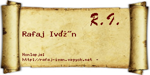 Rafaj Iván névjegykártya