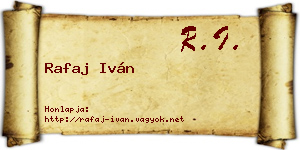 Rafaj Iván névjegykártya